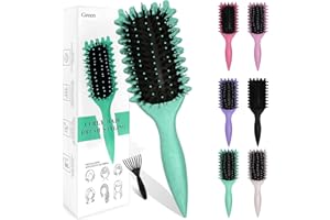 Sularpek Curly Hair Brush, Curl Defining Brush, Shaping Curls Boar Bristle Styling Hairbrushes for Women and Men (Green)