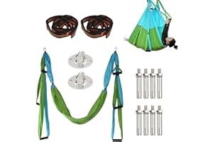FANGEHONG Hamaca Yoga Aéreo, 20 Pcs Columpio Set, 2,5m Correa Elástica Con 2 Banda 1m, 6 Maneja, Accesorios y Bolsa, Trapecio Antigravedad, Entrenador de Asistencia Fitness