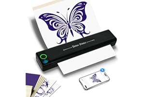 SMOCTAR Tattoo Stencil Printer with 10pcs Tattoo Transfer Paper, Bluetooth Tattoo Printer for Artists & Beginners, Wireless Temporary Thermal Machine (Black-2)