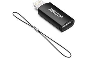 BOUTOP Adaptador Lightning a USB C para Carga rápida PD de 27W (No para la Sincronización de Datos) Compatible con iPhone, iPad seleccionados, iPod - 1 Paquete [Negro]
