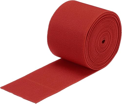 sourcing map Elastic Bands for Sewing Double Side 5cm(2") 5 Yard/15ft Red Elastic Band Knit High Elasticity for Wigs, Waistband, Pants