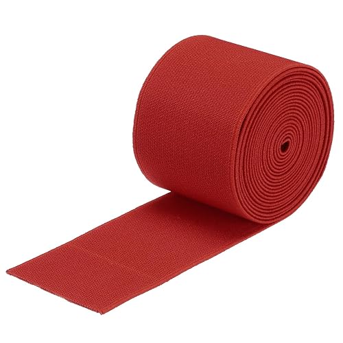 sourcing map Elastic Bands for Sewing Double Side 5cm(2") 5 Yard/15ft Red Elastic Band Knit High Elasticity for Wigs, Waistband, Pants