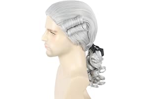 Topcosplay Peluca de disfraz de juez histórico colonial de George para hombre o mujer, color blanco (gris)