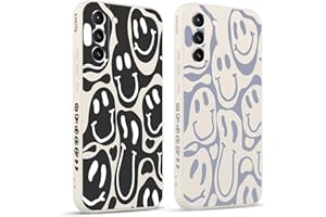 Pnakqil 2 stück Handyhülle für Samsung Galaxy S21 5G 6.2",Hülle Lustiges Verdrehtes Lächeln Face Design Grimace Bemaltes Muster süß Aesthetic Mädchen Silikon Schutzhülle Tasche Schön Kameraschutz Case
