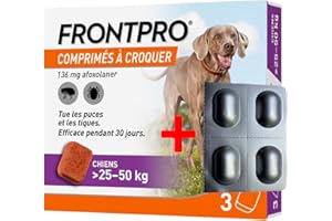 Allary 7 Set I Frontpro antiparasitaire Flea and Tick Tablets for Dog (25-50 kg) 3 x 136mg Plus 4 comprimés de Vermifuge