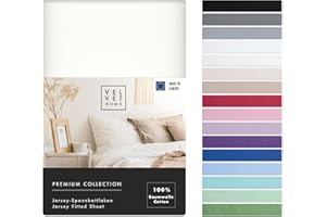 ‎VEL VET HOME VelvetHome Spannbettlaken 160x200cm 100% gekämmte Baumwolle Made in EU Jersey Bettlaken 160x200 bis 25 cm Matratzenhöhe Spannbetttuch 160x200 Premium Qualität Schönen Farben Ecru 160 x 200