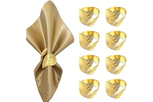 Lvjkes Porta tovaglioli da tavola anelli,Fibbia della sciarpa di seta del panno della bocca dellanello da pranzo,per Banchetto di Nozze Festa di Anniversario Decorazione della Tavola (Oro/8PZ)