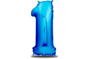envami® Palloncini Compleanno 1 Anno Blu 101 CM - Palloncino Numero 1 - Numeri Gonfiabili Compleanno - Decorazioni Compleanno - Palloncino 1 Anno Compleanno - Vola con l'Elio