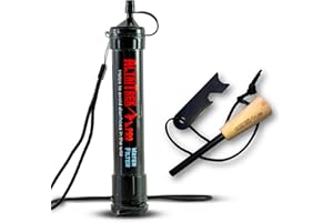 ALTAITREK PRO Bundle Cartucho de filtro para agua y encendedor | Filtro de 0,01 micras, para excursiones y emergencias + encendedor con varilla de magnesio | Purificador para la supervivencia