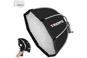 ‎AMBITFUL Triopo tablica fotograficzna Speedlite Flash Octagon Umbrella Softbox Quick Installation Speedlite Flash Softbox + Honeycomb Grid do studia Strobe Outdoor Fotografy (65 cm)