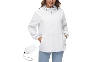 IECCP Rain Coats for Women Waterproof Lightweight Rain Jacket Windbreaker Packable Hooded Outdoor Raincoat