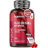 Olio di Krill in 120 Capsule Softgel per 2 Mesi, Olio di Krill Puro Antartico 1000mg, Fonte di Astaxantina, Acidi Grassi Omeg