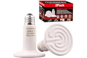 Dernord Bombilla de calor para reptiles, 100 W, 2 unidades, E27, para reptiles, tortuga, vivarium, emisor de calor de cerámica, para terrario, lagarto, dragón, barbudo, serpiente, 220 V, color blanco