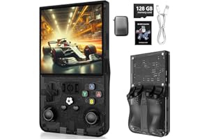 NEXASYMPHY R36MAX Retro Handheld Game Console with 128GB TF Card &Built-in 22000+ Preloaded Classics, 4.0" IPS Screen Open-Source Linux System - Supports 30+ Emulators (Black, With Storage Box)
