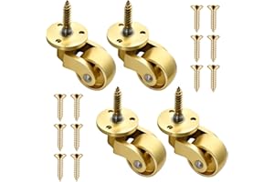 Akamino Set of 4 Heavy Duty Castor Wheels 25mm,Solid Brass 360°Swivel Wheels for Furniture, Universal Castors for Moving Furniture and Trolley