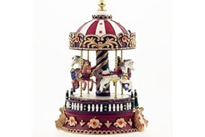 Docooler Mini karuzela, czerwona karuzela, pozytywka, kreatywna żywica syntetyczna, rzemiosło, ornamenty dla dziewczyny, dzieci, na Boże Narodzenie, festiwal