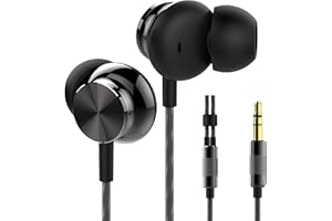 Betron BS10 Earphones Wired in Ear Earbud Headphones with 12mm Bass Driver Noise Isolating Ear Buds 3.5mm Jack Tangle-Free Cord, Black