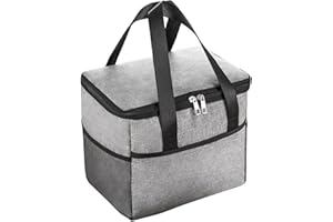UptVin Isolierte Handtasche 10L - Kühltasche für Sport, Freizeit, Arbeit und Schule - Leichtgewichtig, Tragbar, Faltbar - Hält Essen und Getränke kalt oder warm - Grau