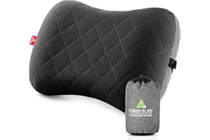 ‎HIKENTURE HIKENTURE Aufblasbares Camping/Reise Kissen mit Abziehbarem Kissenbezug, Ergonomisches Kopfkissen, Komfortables Nackenkissen für Reise/Outdoor, Inflatable Travel Neck Pillow(Schwarz)…