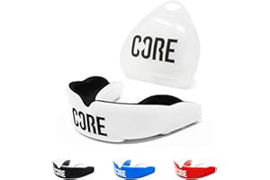 CORE Protector bucal de protección con funda, protector de encías ajustado adecuado para niños, adolescentes y adultos, para todos los deportes de contacto, BMX, scooters y patineta, color blanco