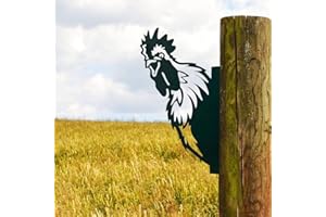 CCWORAN Ornements De Jardin De Poulet en Métal pour Clôtures Décorations en Plein Air Maison Poulet Animaux Jardin Décor Sculptures Rouillé Fonte Silhouettes Arbre Cour Mur Art Cadeau Poulet