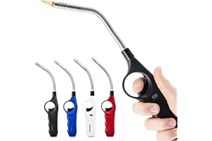 TOM 4 x Stabfeuerzeug mit Turbo Flame – 29 cm lang – Stab flexibel – Sturmfeuerzeug – Feuerzeug Jetflame – 4 Stück im Set schwarz weiß blau rot – Elektrofeuerzeuge mit Gas befüllt & nachfüllbar