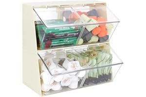 Bokelai Multipurpose Storage Organiser with Lid Coffee Pod Holder Storage Box for Tea Bags Capsules Creamer K Cup Suitable for various countertops Cream White