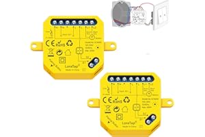 LoraTap Interruptor Persianas WiFi, 2 Relés de Persianas Temporizador Inteligente para Cortina Eléctrica, Control Remoto con Aplicación de Teléfono, Control de Voz con Alexa y Google Assistant, 300W