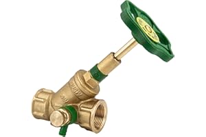 tecuro KFR-Ventil Schrägsitzventil 3/4 Zoll mit Entleerungsventil 1/4 Zoll und steigender Spindel, für Trinkwasser DVGW zugelassen