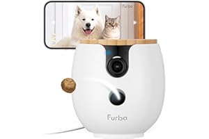 Furbo Mini 360º New Pet Camera: Home Security Camera w/Barking/Meowing Alerts, Rotating Pet Treat Dispenser w/Phone App, Smart Indoor Cam with 2-Way Speaker & Night Vision (No Subscription Required)