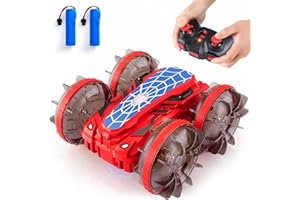 HAHAGIFT Spider Remote Control Cars Toys for 5 6 7 Year Old Boys Gifts: 2.4Ghz 360 Flips Double Sided Monster Truck with LED Lights - Type-C Charging 4WD Pool Toys for Boys Age 3-10 Present Gifts