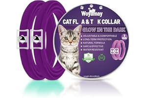 Woyamay 2 Pack 16-month Protection Collar for Cats, Luminous Waterproof Adjustable Safety Glow Cat Collar for Small-Medium-Large Cats, Purple