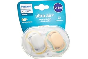 Philips Avent Ultra Air Smoczek bez BPA dla niemowląt w wieku 0-6 miesięcy, szary/żółty (model SCF085/15)