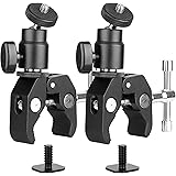 2Pack ChromLives Camera Clamp Mount Ball Head Monitor Clamp - Super Clamp and Mini Ball Head Hot Shoe Mount with 1/4"-20 Trip