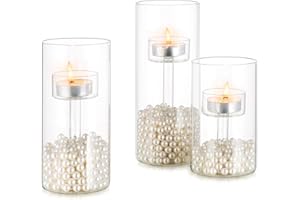 Inweder Portacandele Vetro Tranparente Moderno: 3 Pezzi Porta Candele da Tavolo per Tealight Candelabro Decorativo per Natalizio Matrinonio Cantrotavola Oggetistica per la Casa
