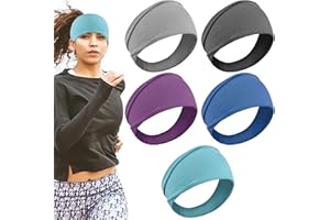 ORENGE 5 Pzi Fascia Sportiva Capelli Donna Yoga Fasce Capelli 22.5x10cm Cotone Fasce da Corsa Elastico Fascia Sudore per Sport Allenamento Corsa Ciclismo Yoga Escursionismo