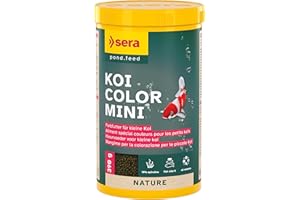 sera Koi Futter Color Mini 1 l (390g) | Natürliches Koifutter für farbenprächtige Koi bis 12 cm | Optimale Farbausprägung mit Spirulina, Gammarus & Krill | Für Gute Wasserqualität im Teich
