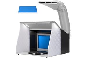 VIVOHOME Airbrush Spray Booth with Dual Fans 4 LED Lighting Filter and Exhaust Hose Portable Painting Extraction Booth with Turntable Table for Model Art Craft Nails Cake Decorating