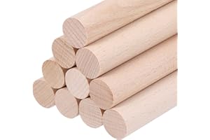 sourcing map Wooden Dowel Rods, 28mmx100mm Round Wooden Rod Unfinished Solid Wood Sticks Crafts Wand for Arts Decoration, Craft and DIY Projects Wand,Pack of 10