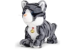 Smalody Interactive Electronic Plush Cat Toy - Multicolor LED Eyes Touch Control Meow Kitten, Electronic Robot Cat Toys Gifts for Boys & Girls Kids Birthday Christmas