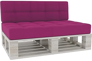 Gutekissen® Palettenkissen Gesteppte Kissen mit Knöpfen, Palettenauflagen Sitzkissen Rückenlehne Gesteppt PFG (Set (Sitzkissen 120x80 +Rückenlehne 120x40), Rosa)