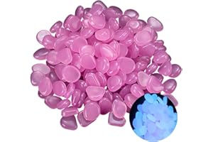 LEBKFT Glowing Pebbles Decorative Glow Stones 100 Pcs - Dark Cobblestones for Garden Walkways, Aquarium Fish Tanks, Lawn Yard Decoration (Purple)