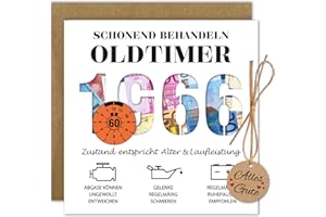 ‎WENMTHG WenmthG Geldgeschenke Geburtstag 60 mit Umschlag, Karte 60 Geburtstag Mann - Lustig Geschenke zum 60 Geburtstag Mann - Schonend Behandeln 1966 Oldtimer