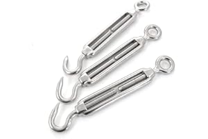 DQ-PP STAHLSEIL SET | 4mm | 10m | 6 x Seilklemmen Bügel 4mm | 2 x Spannschloss M4 Haken – Öse | Edelstahl INOX | 7x7 mittelweich | Drahtseil für Rankhilfe Rostfrei Seil Stahl Draht Forstseil Windenseil Spannseil Geländerseil