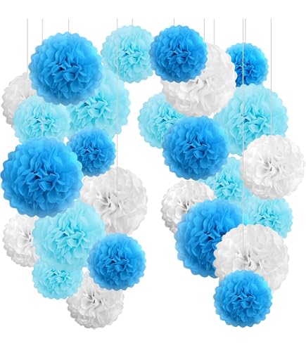 15 Pompons Papier De Soie Vert - Déco Suspension Pour Mariage, Anniversaire & Garden Party