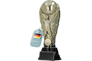 ‎LARIUS Larius Premium Fußball Pokal 19/22 / 25 cm (Gewicht: bis 1,2 kg) – schwere Trophäe in Gold mit/ohne Wunschgravur | Edler Siegerpokal für Champions, Turniere & Vereine – F1