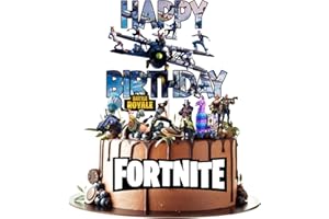 SOANWIND 10th Video Game Happy Birthday Cake Topper, Paper Badge Party Supplies Decoration Supplies for Kids Adults Girls Boys (10 Year) (all)