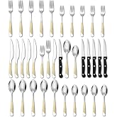 Xespis Complete Cutlery 6 People, 36 Pieces Gold Cutlery | Stainless Steel with Knife Spoon, Elegant Cutlery, Highly Polished