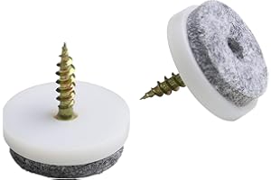 Metafranc Ślizgacze Filcowe Ø 20 mm - Ze Śrubą - Białe - 8 Sztuk - Ochrona Mebli i Krzeseł / Zestaw do Delikatnych Podłóg / Podkładki Podłogowe