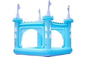 Teamson Kids Großes Garten Aufblasbares Riesen Planschbecken mit Sprenger, Blaues Schloss für Jungen und Mädchen im Freien, 208 x 208 x 216 cm, mit Zubehör